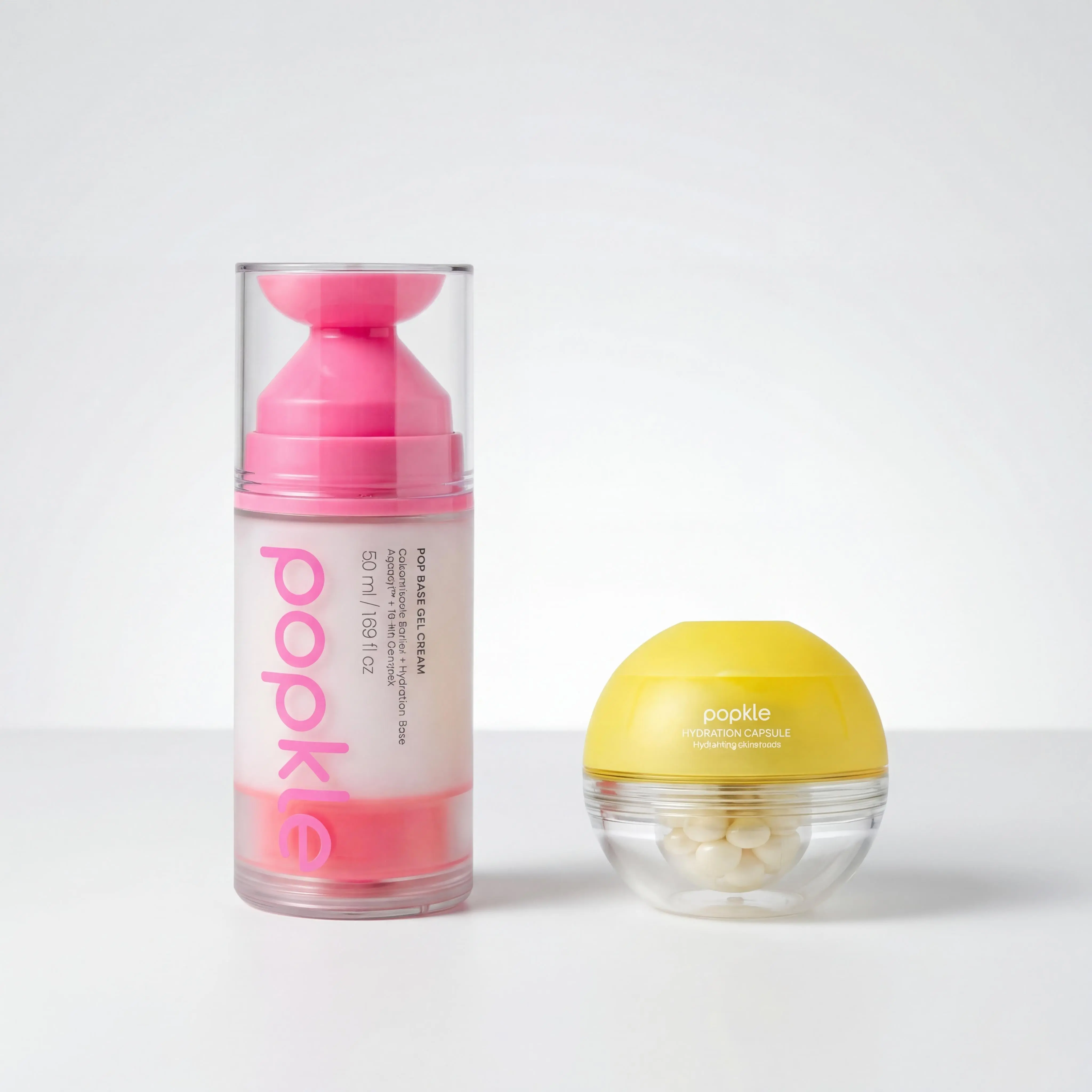 Pop Duo Starter Glow Set | Instant Radiance for Dull, Uneven Skin | Pop Base Gel Cream + Pop Glow Boba Boost (50ml + 1 Jar) | Custom K-Beauty