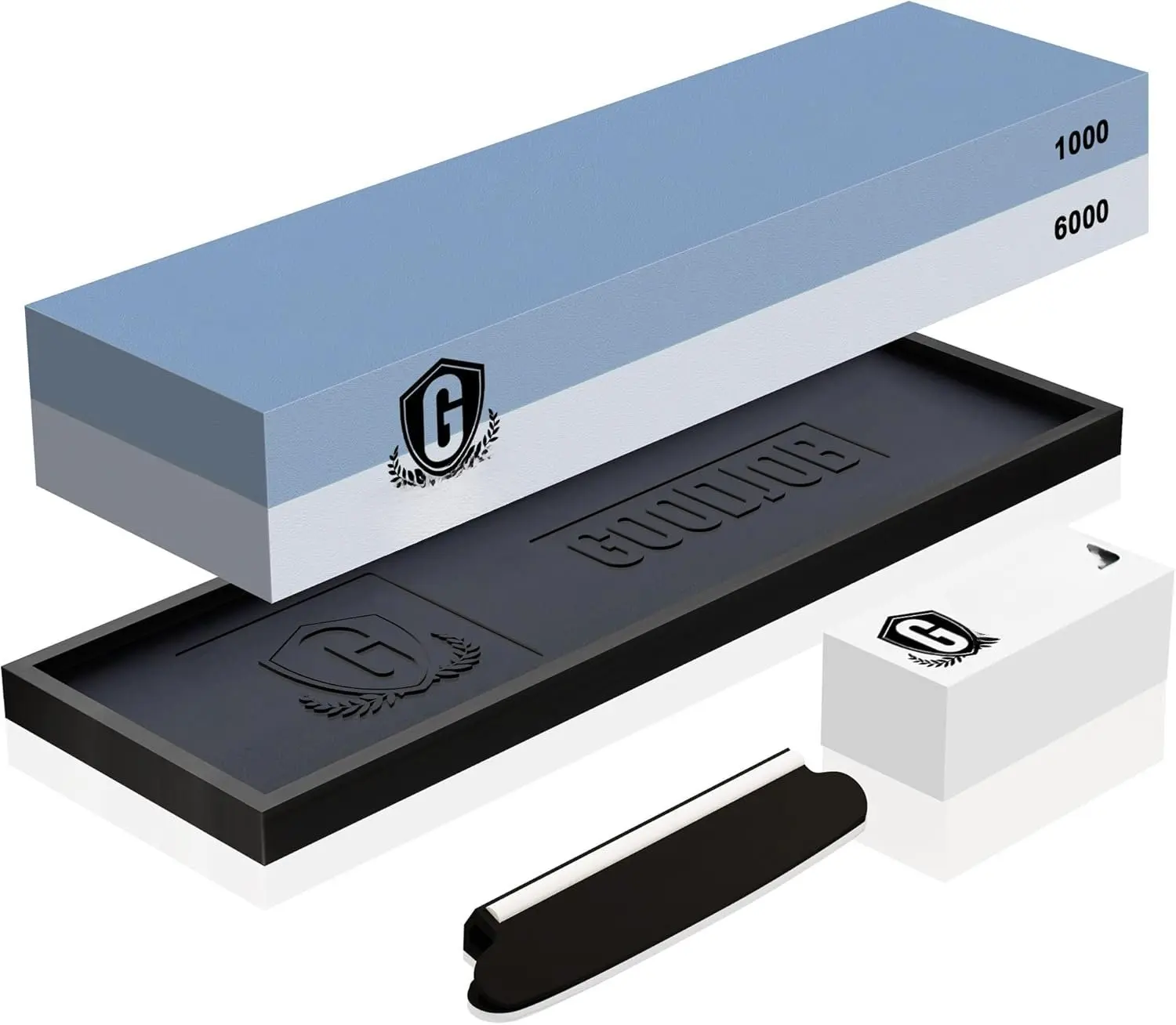 Sharpening Stone Kit -    Whetstone  Sharpener Stone Set - Dual Grit 1000/6000 Water Stones with Non-Slip  Base, Angle Guide, Flattening Stones