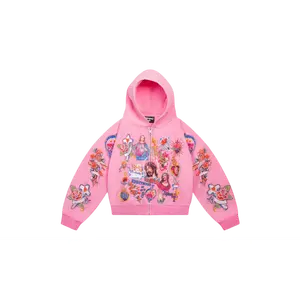 We Are Righteous Risen King Pink Cropped Zip-Up Hoodie