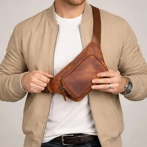 Genuine Leather Waist Bag and Crossbody Belt Bag