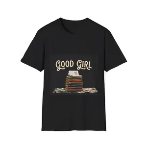 Good Girl Stack of Books T-Shirt | Vintage Library Book Lover Tee - Original Graphic Art created by seller
