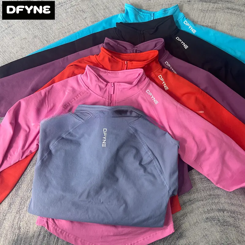 DFYNE Full-Zip Matte Soft Nylon Long Sleeve Yoga Top – Women's Slim Fit Gym & Workout Jacket