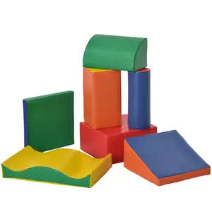 Soozier 7 Piece Soft Play Blocks Kids Climb and Crawl Gym Toy Gift for Children's Day Foam Building and Stacking Blocks Non-Toxic Learning Play Set Educational Software Activity Toy Brick Baby Soft Climbing Block