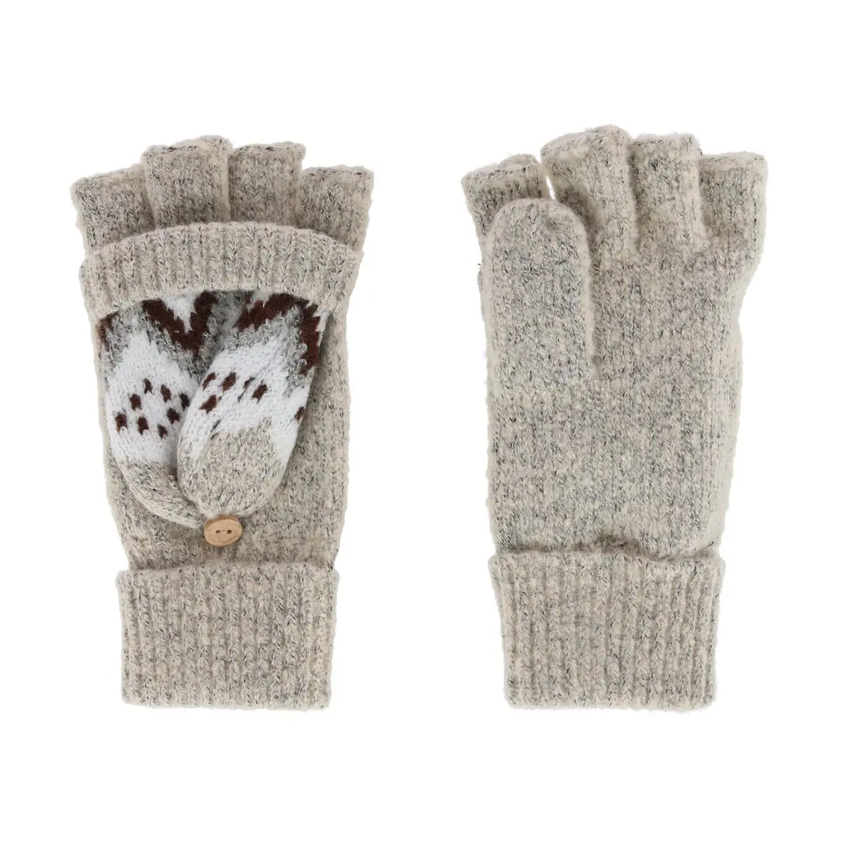 Grand Sierra Women's Convertible Winter Knit Fingerless Glove to Mitten, Convertible Mittens/Gloves, Button-Secure
