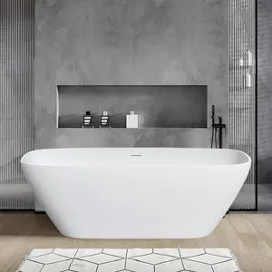 67" Freestanding Solid Surface Soaking Bathtub with Overflow RX-S10-67
