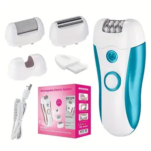 4-In-1 Women'S Epilator And Shaver Electric Shaver Epilator, Tweezers Microdermabrasion Women'S Private Parts Body Hair Underarm Razor, Foot Grinder Multifunctional Shaver Two-Speed Adjustment, Light-Assisted USB Charging, Long Battery Life