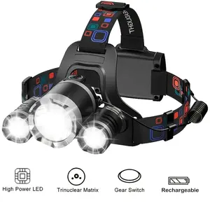 Rechargeable LED Headlamp, 6000 Lumens Super Bright with 4 Modes, Adjustable Forehead Head Light, Long Runtime Waterproof for Camping Hunting flashlight headlight