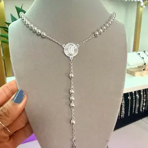 Silver 925 Rosary for man 24” | Rosario grande de plata 925 -24”