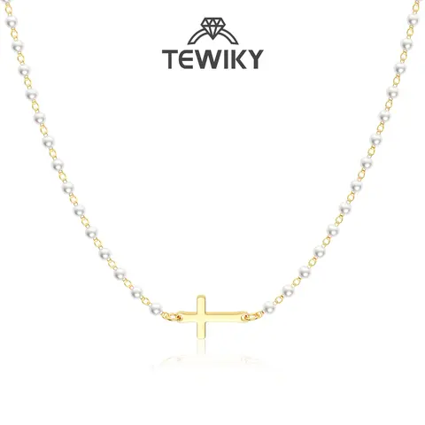 Tewiky Simple Cross Pendant Choker Necklace Dainty Simple Tiny Cross Necklace For Women Girls For Easter gifts Back To School