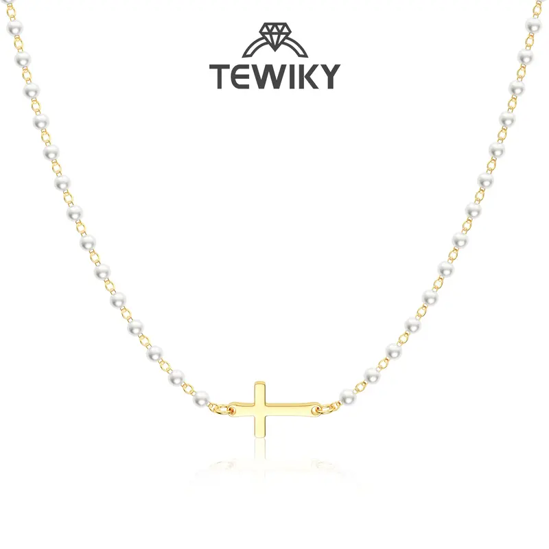 Tewiky Simple Cross Pendant Choker Necklace Dainty Simple Tiny Cross Necklace For Women Girls For Easter gifts Back To School