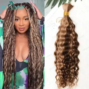Color 4 27 Braid Extension Bulk Human Hair Boho Braids Bundles No Weft Curly Bulk Human Hair For Braiding