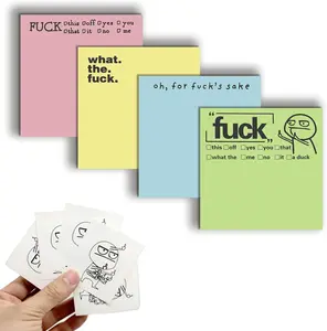 Funny Sticky Notes for Adults - 4 Color 50 Count Funny Stickers, 100 Sheets/Pad, Novelty Notepads for Work