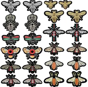 24 Pieces Cute Insect Patches Applique Sew Iron on Embroidered Sewing Iron on Bees Patches Sewing Patch Bags Jackets Jeans Clothes Caps (K27_1)