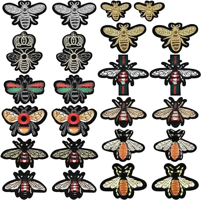 24 Pieces Cute Insect Patches Applique Sew Iron on Embroidered Sewing Iron on Bees Patches Sewing Patch Bags Jackets Jeans Clothes Caps (K27_1)