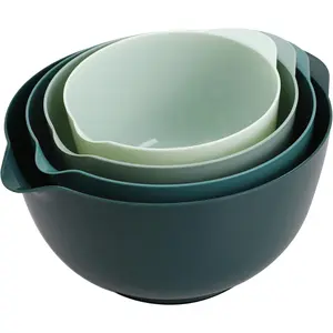 Green Ombre Nesting Mixing Bowl Set With Pour Spout, and Dishwasher Safe, BPA free Non-Slip Base, Set of 4 Size 1.7, 2.5, 3.5 and 4.5qt, Great for Prepping, Baking, Cooking