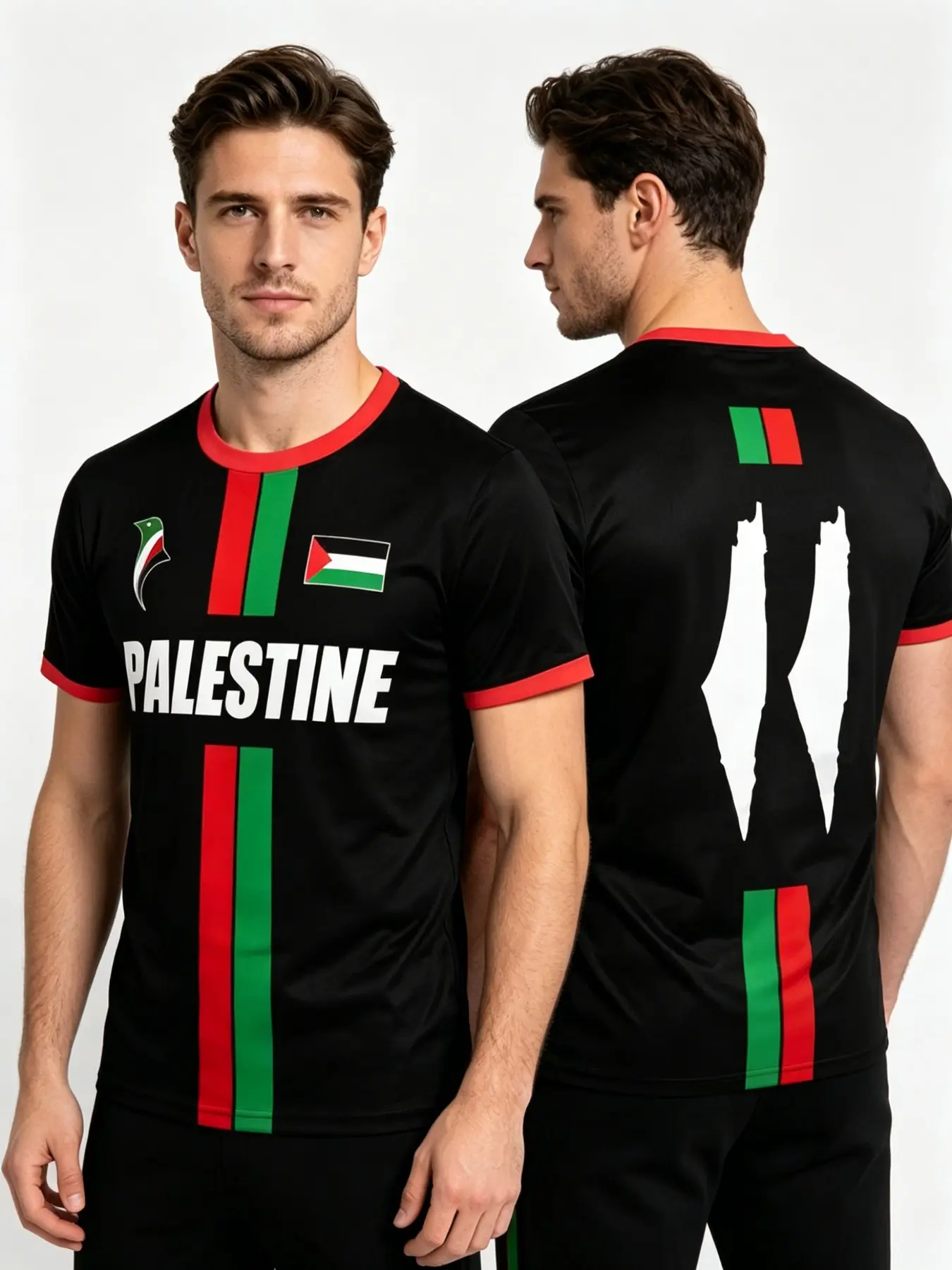 New Palestinian Football T-Shirts, Sports Jersey Tee, Sportswear Top, Summer Breathable and Quick-Drying, Casual Graphic Tee, Short Sleeve, Fitted H-Type, Gift Purchase