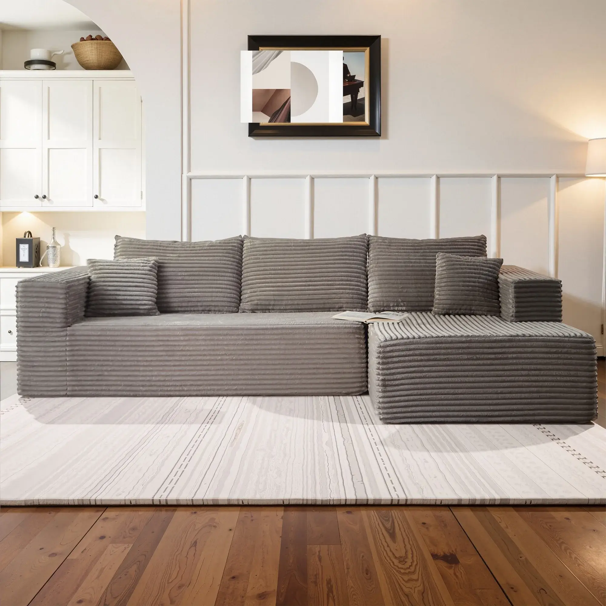 L-shaped Khaki Sofa (Right)