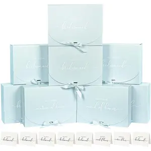 8Pack Bridesmaid Proposal Box with Bridesmaid Cards, Bridesmaid Boxes with Ribbon, Maid Matron of  Proposal Box, Boxes for Bridesmaid Proposal, Bridesmaid Proposal Gifts (Blue)