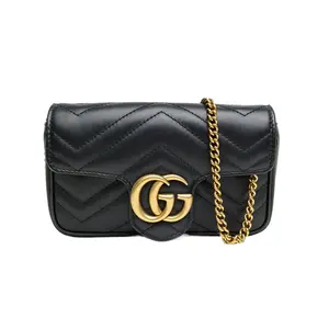 Pre-owned GUCCI 【Dina】GUCCI GG Marmont Shoulder Bag Ultra Mini 16.5 Black