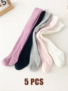 Girls' Simple Jumpsuits Set, Casual Comfortable Slim Fit, Suitable for All Seasons, 5-Pack, Perfect for Daily Wear, Fashion Style Sets