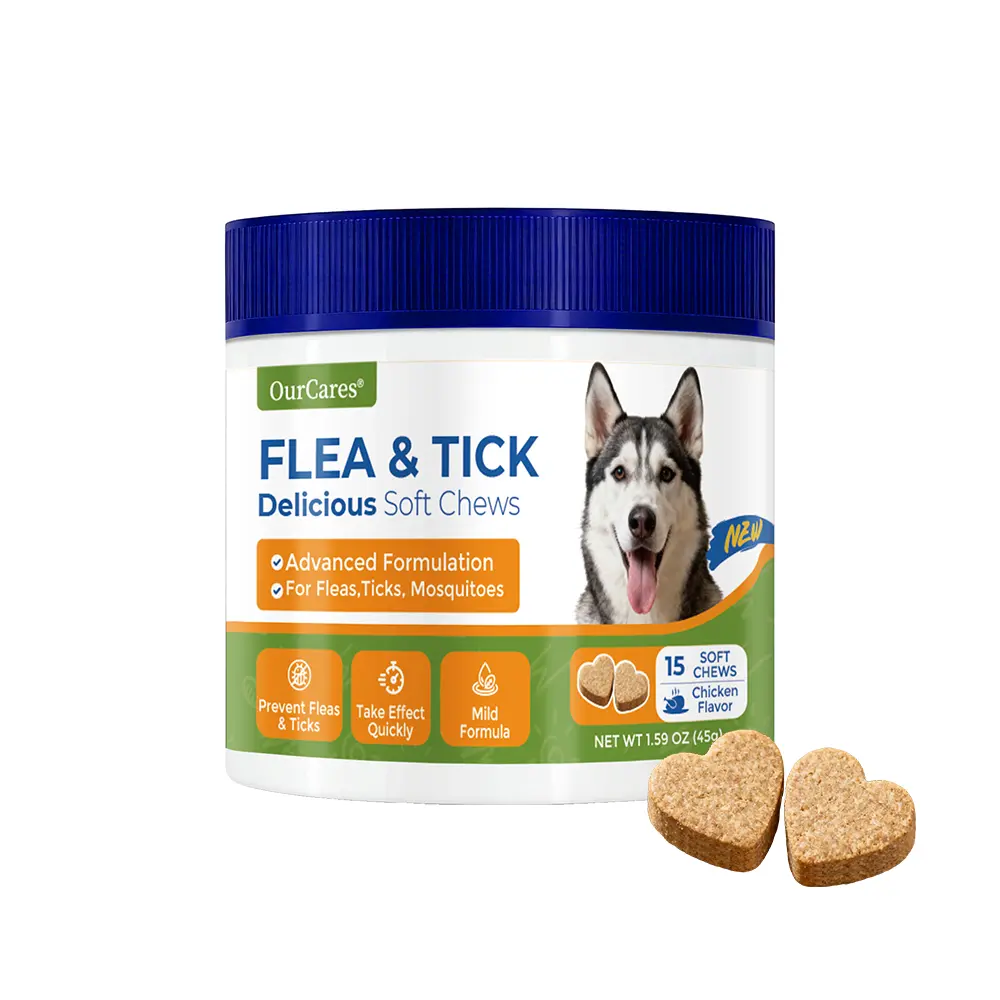 OURCARES Dog Bites Prevention 15 Soft Chews Treats for Dog Plant-Based with Coconut Oil Flaxseed Oil -Vet-Reviewed Premium Ingredients forAll Breeds