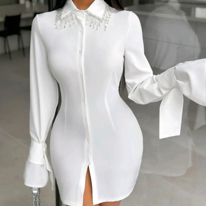 White ling shirt dress - TikTok Shop