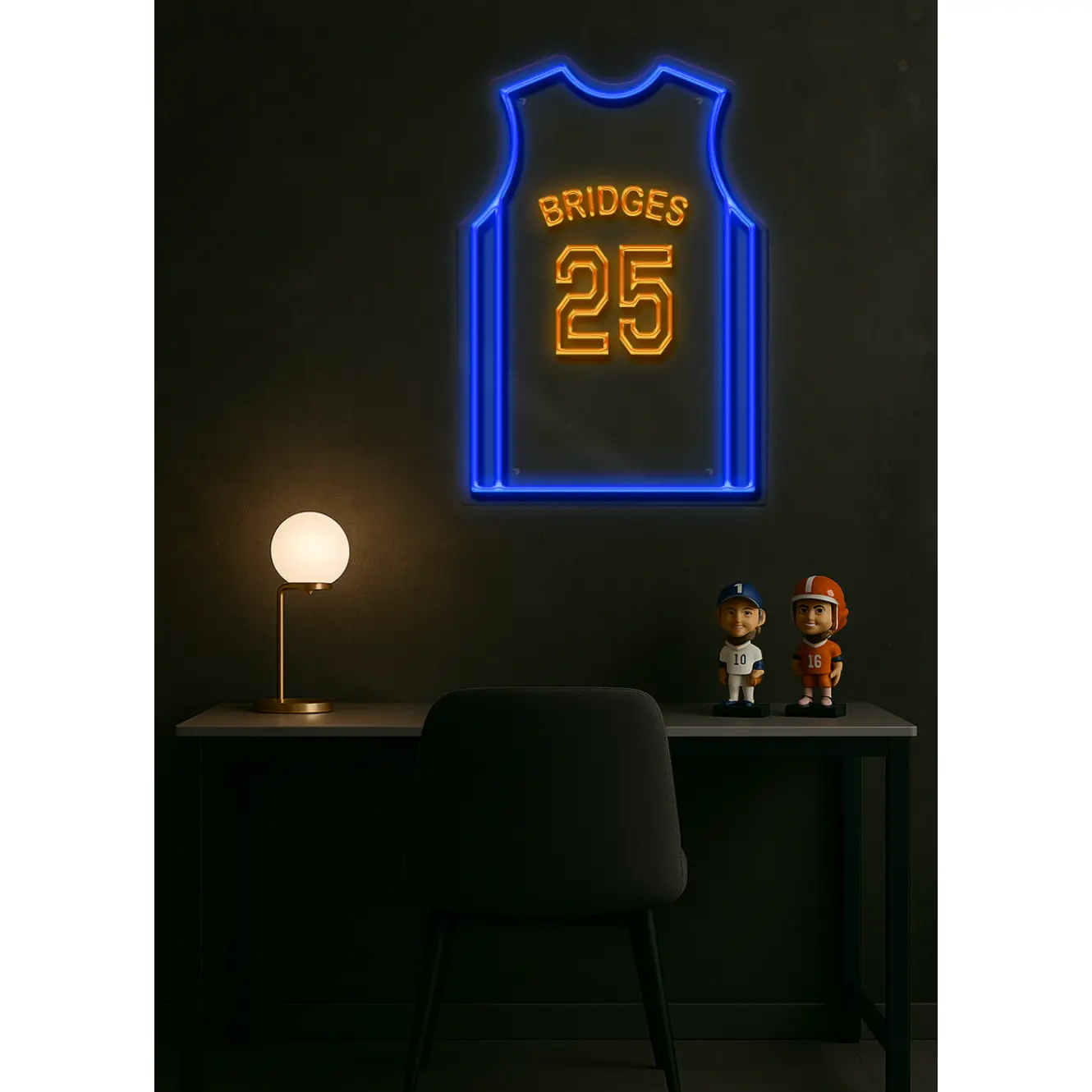 Bridges #25 LED Jersey Sign with Remote Control & USB Adapter Durable Acrylic Wall Mount for Basketball Football Baseball Soccer Jerseys Energy Efficient LEDs 50000 Hours Lifespan
