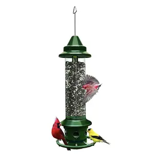 Squirrel Buster Plus Squirrel-proof Bird Feeder with Cardinal Ring 6 Feeding Ports 5.1-pound Seed Capacity Adjustable Pole-mountable Green