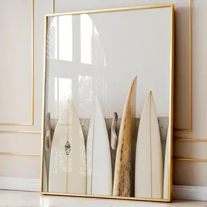 Minimalist Surfboard Wall Art, Coastal Beach Surfing Print, Modern Ocean Poster for Beachy Room Aesthetic, 5 Size, 8x12 to 27x40 inch, Room Decor, Unframed