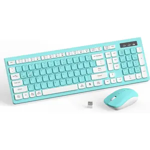 Keyboard and  Combo, Full-Sized Keyboard and Adjustable DPI , 2.4GHz USB Receiver,  for PC, Windows, Desktop, Laptop (Blue)
