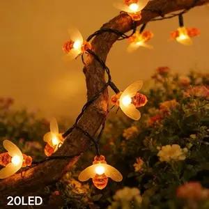 Solar Bee String Lights, Outdoor Floral Solar Lamp, Fairy Tale Lanterns for Birthday Parties, Pathways, Gardens, Mother's Day, Halloween, Christmas