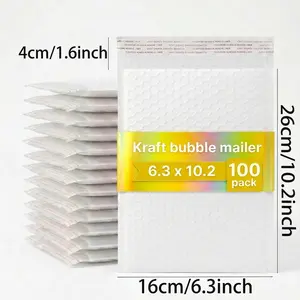 50/100 Pack 6.3x10.2 Inch White Bubble Mailers, Self-Sealing Padded Shipping Envelopes, Waterproof Tear-Proof Shockproof Bubble Bags for Jewelry, Phone Cases, Small Electronics & Daily Mailing