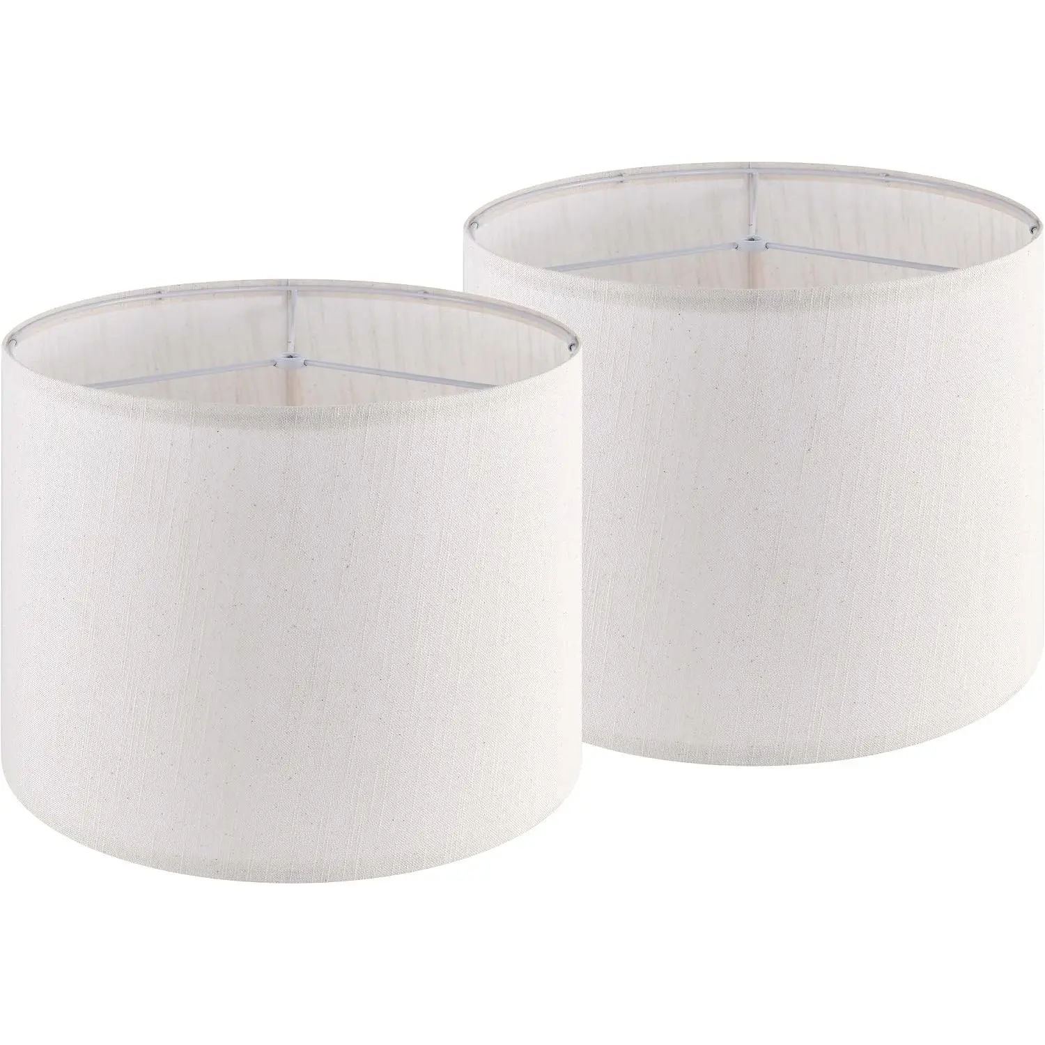 Beige Bamboo Knot Linen Textured Lamp Shades Set of 2 Large Drum Lamp Shade 16``Top x 16``Bottom x 12``High(Spider) Farmhouse Lampshade for Table Lamp & Bedside Lamp - Replacement Lampshade
