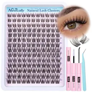 Lash Clusters Kit Wispy Natural Cluster Eyelash Extension Kit DIY Lash Extension Kit C Curl 10-16MM Eyelash Clusters Volume Individual Lashes Kit by Newcally