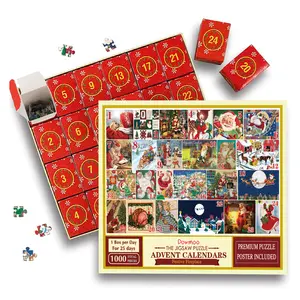 Christmas Puzzle Advent Calendar 2025, Jigsaw Puzzles for Kids and Adults-24 Boxes 1000 PCS Puzzles Countdown to Christmas Decorations Gifts Maze Board