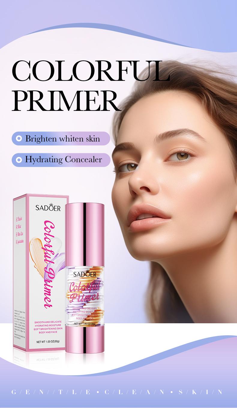 3 In 1 Face Primer, Transparent makeup base, hydrating and smoothing, evens skin tone, blurring effect, sheer natural finish