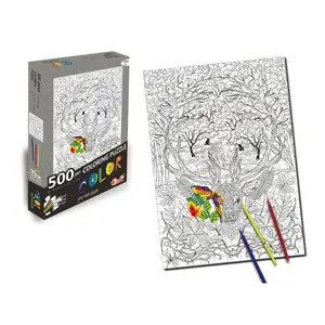Deer 500 Piece Coloring Jigsaw Puzzle + 6 Markers