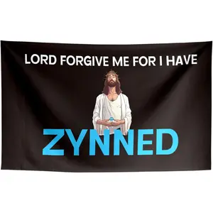 I Have Zynned Funny Flags Meme Cool Flags Banner 3x5 ft Room Guys College Dorm Bedroom Man Cave Girls Boys Wall Decor Outdoor Indoor Hilarious Flag, Two Copper Grommets Decoration White black