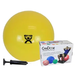 Cando  18 in. Pump Inflatable Exercise Ball Economy Set, Yellow