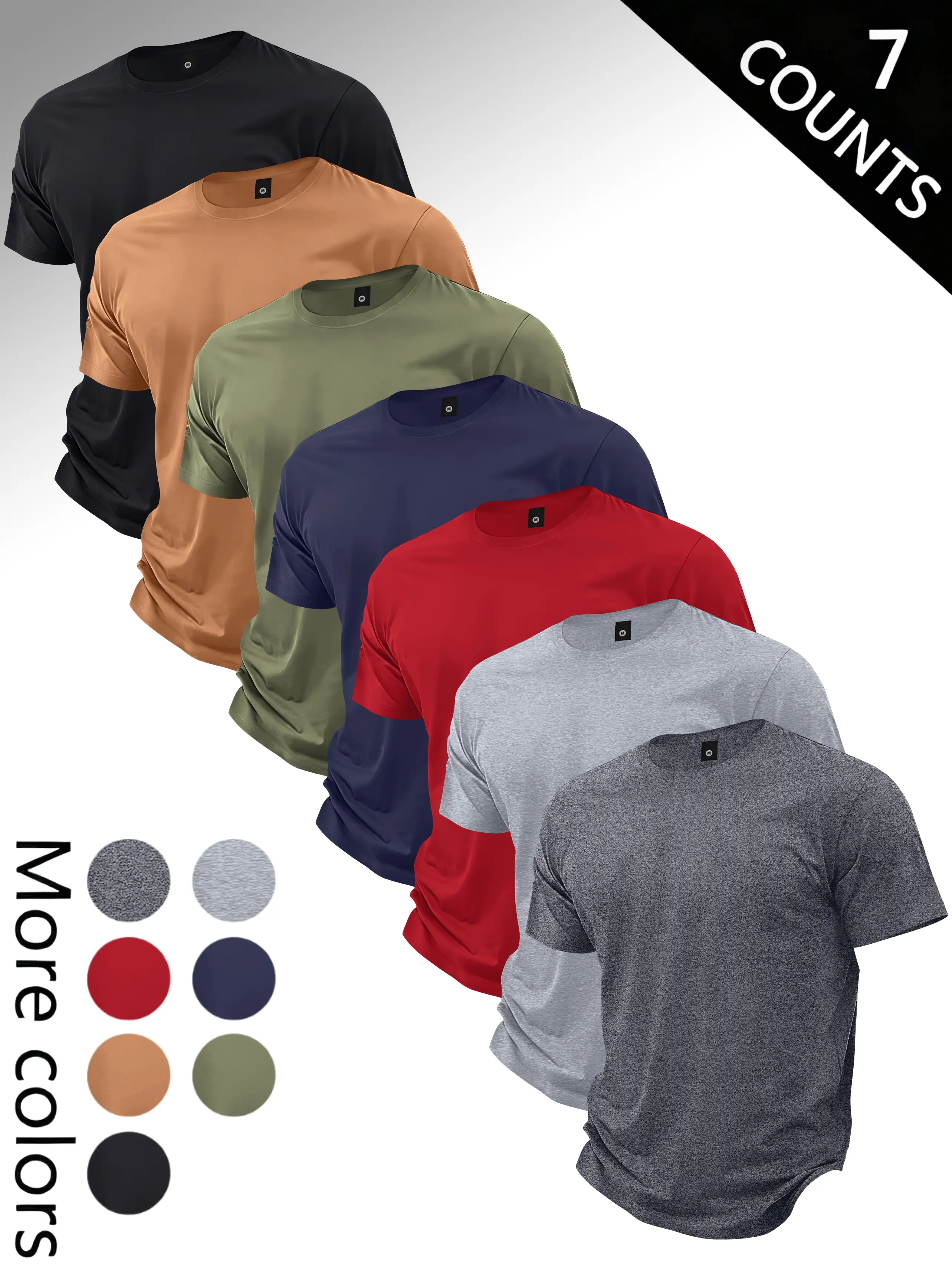 Men’s summer lightweight short-sleeve T-shirt, stylish solid color basic design, available in 4-pack and 7-pack.Fashionable casual men’s lightweight outerwear for going out—running, basketball, and the gym.Suitable as a gift for husband or boyfriend