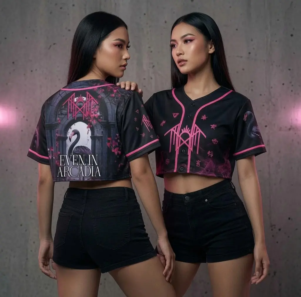 Sleep Token Even In Arcadia Croptop Baseball Jersey, Women's Button Up Jersey, Metal Music Fan Apparel, Concert Outfit