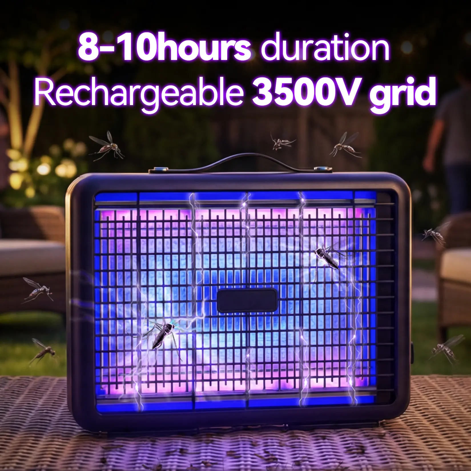 Aeroguard Cordless Bug Zapper Indoor Outdoor, 2600mAh Rechargeable Mosquito Zapper with 3500V Powerful Grid, 2000 Sq.Ft Coverage Uniform LED Fly Zapper with Leather Handle for Home, Patio, Camping