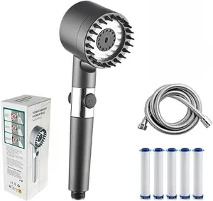 Minimalist Filtered Handheld Shower Head - 5-Spray Modes, High-Pressure Power Wash, Convenient ON/OFF Switch, 59" Flexible Reach Hose, Head Attachment Handheld Showers for Hair Washing, Bathroom Cleaning & Daily Comfort