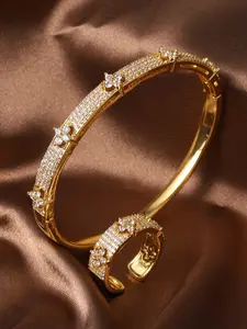 Four Leaf Clover Design Artificial Gemstone Decorated Bangle, Fashionable Jewelry for Women for Party, Daily Clothing Decor, Trendy All-match & Exquisite Jewelry for Gift, Rhinestone Decor Bangles