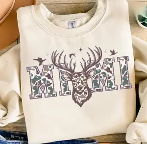 Camo Mimi Sweatshirt, Deer Hunting Camouflage Shirt, Camo Western Tee, Old School Camo Shirt, Cozy Season Country Distressed Hoodie, Gifts For Mom
