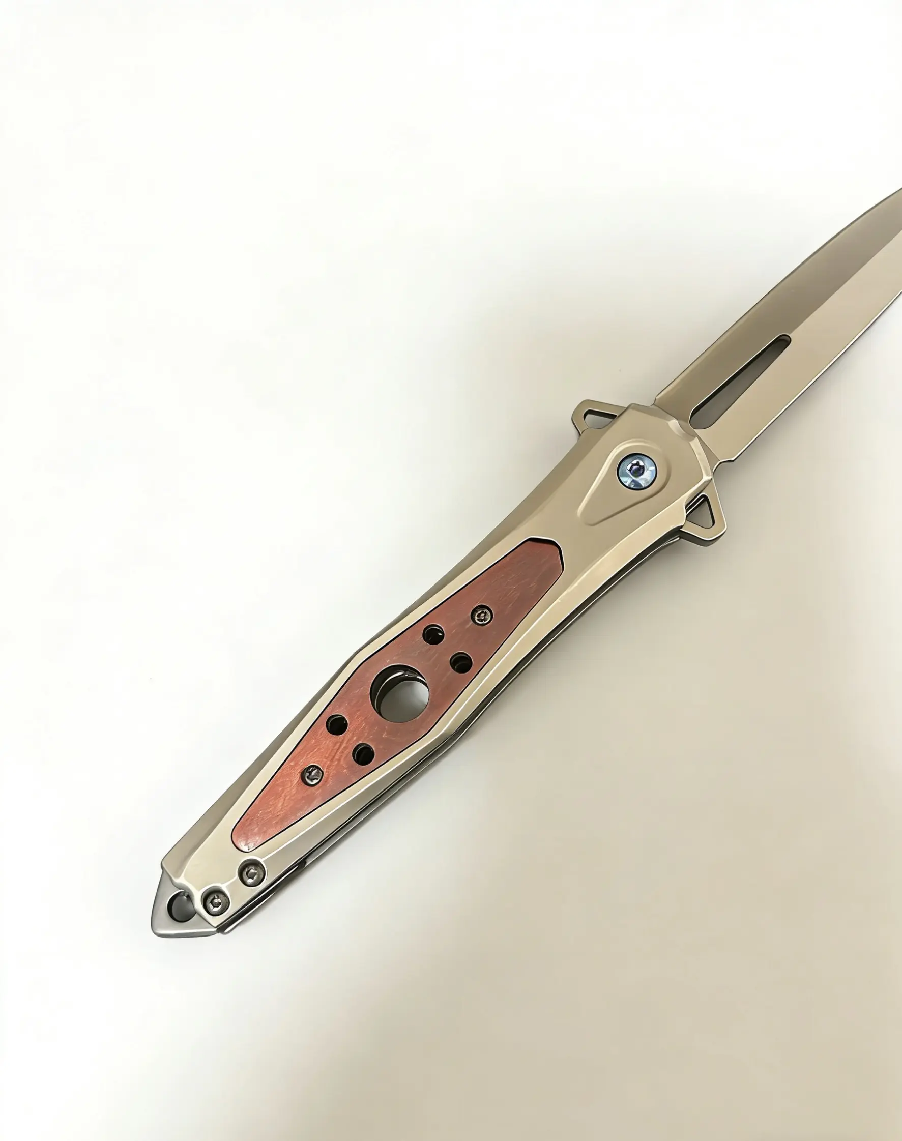 ! EXCLAMATION EDC Folding Knife for Adults with Peach Wood Handle and High-Strength Steel Blade - Compact for Pocket Carry, Whittling, Camping/Hiking, and Fighting, Carving, Peeling, Outdoor Edc Tool, Peach Wood Grip, Steel & Wood