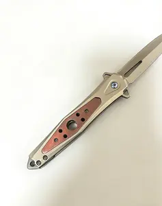 Outdoor folding knife, EDC folding knife, high-strength steel blade, peach wood handle, suitable for camping, fishing, outdoor sports, holiday gift One-Handed Button Lock Pocket Powerful Stream Bear Spray with Holster