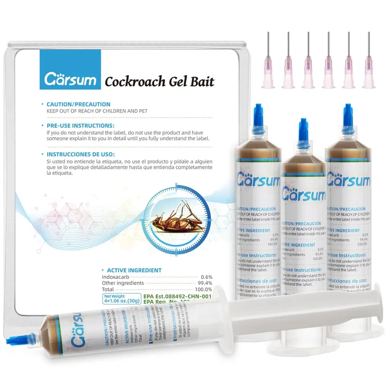 Garsum Cockroach Gel Bait 1 Box (4 Tubes x 30 Grams), Roach Killer Indoor Infestation Home and Outdoor Use