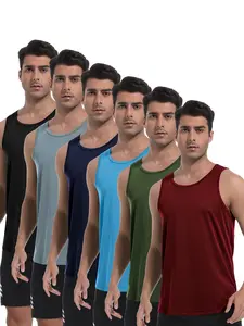 Men's 6-Piece Wide-Strap Sports Tank Set Multi-Color Athletic Casual Wear Ideal for Gym and Everyday Leisure