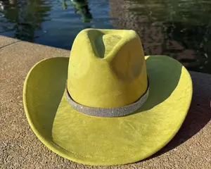 Vegan Suede Cowboy Hat, Hat with diamon Accessory, Hat for Burning, Cowboy Hat, Rancher Hat, Hat for customization